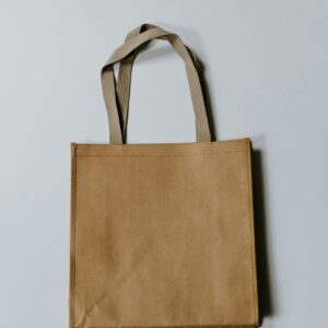 Brown kraft paper market tote with cotton handles